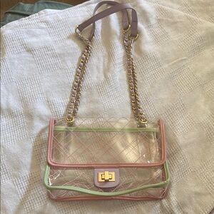 Chic Transparent Chain Shoulder Bag - Pink and Green